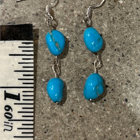 Turquoise Sleeping Beauty 925 dangle earrings hand made - Picture 7 of 7